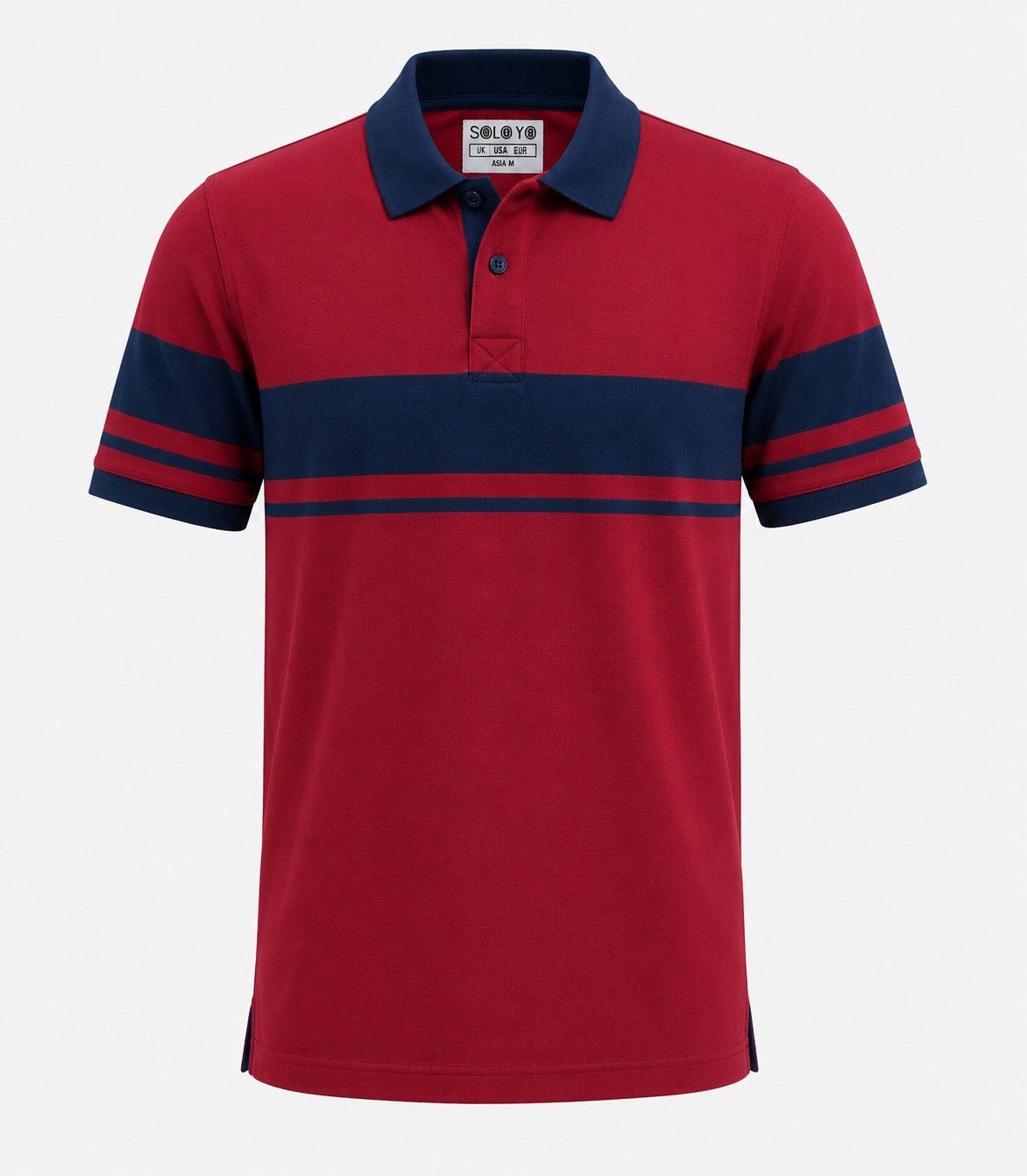 Maroon & Navy Striped Men's Polo Shirt | Upgrade Your Style - SoloYo