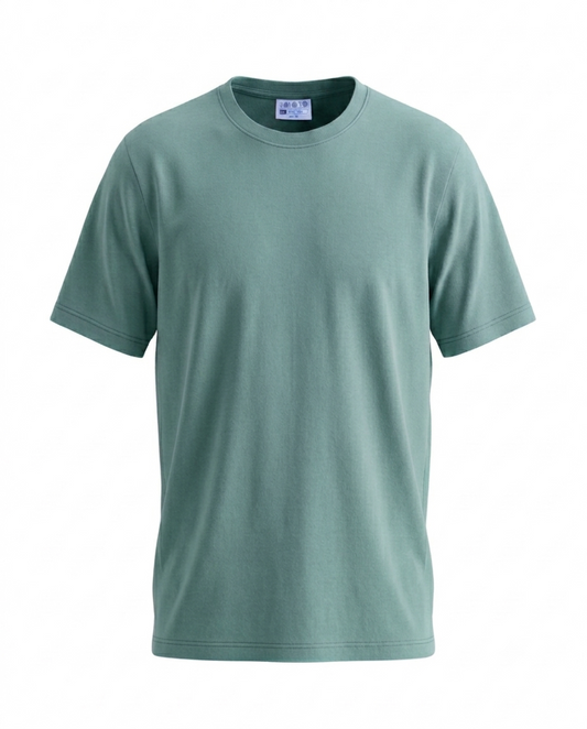 Green-Cyan Solid T-Shirt