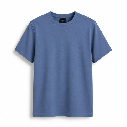 Dark Cyan-Blue Solid T-Shirt for Men